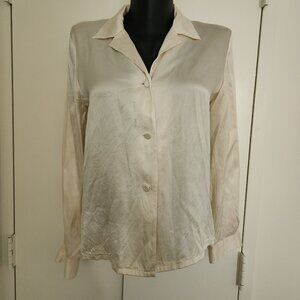 Grace Chemise 100% White silk long sleeve shirt blouse top